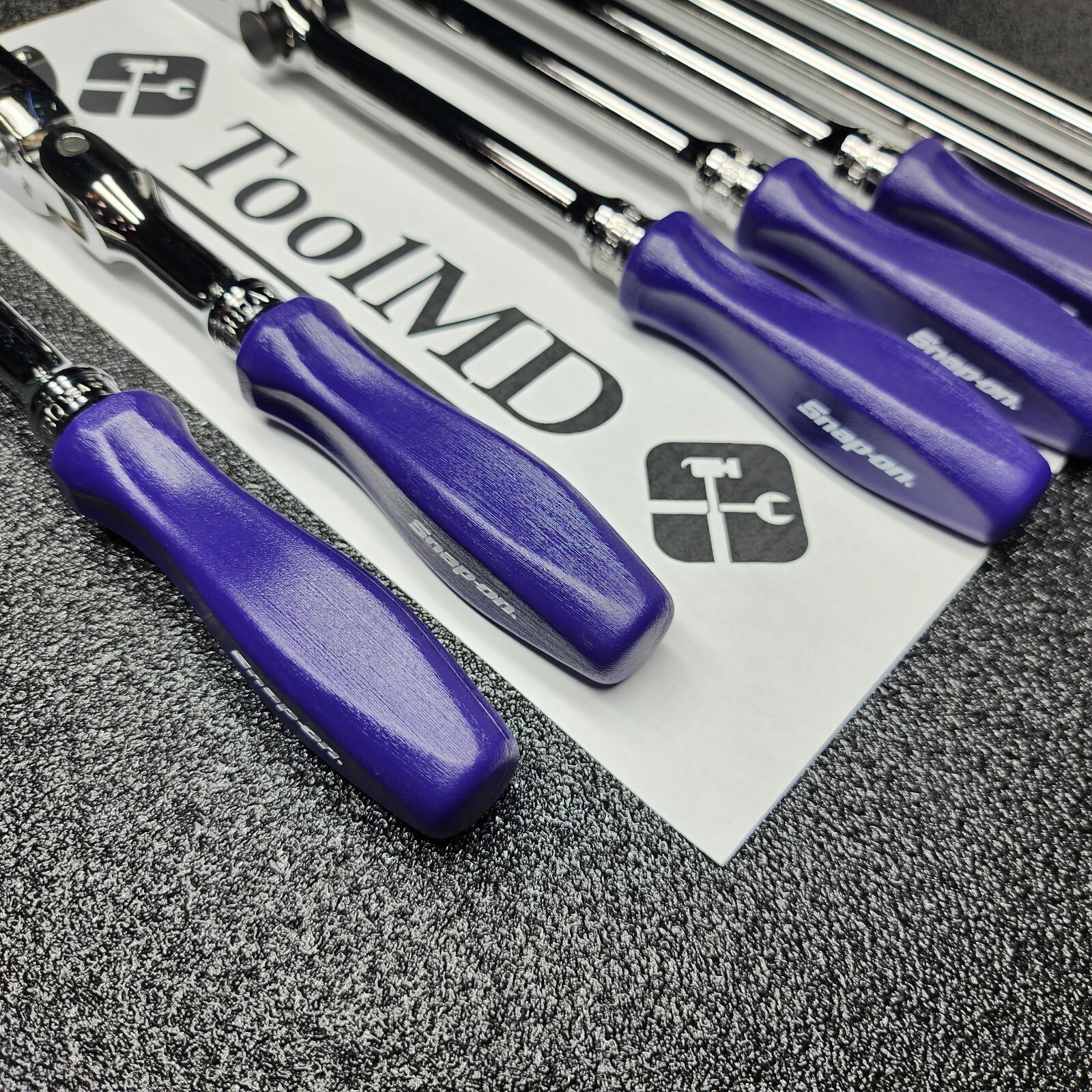 Snap-on Tools NEW 7pc DARK PURPLE Hard Handle 3/8″ Drive Fixed Flex Ratchet Set