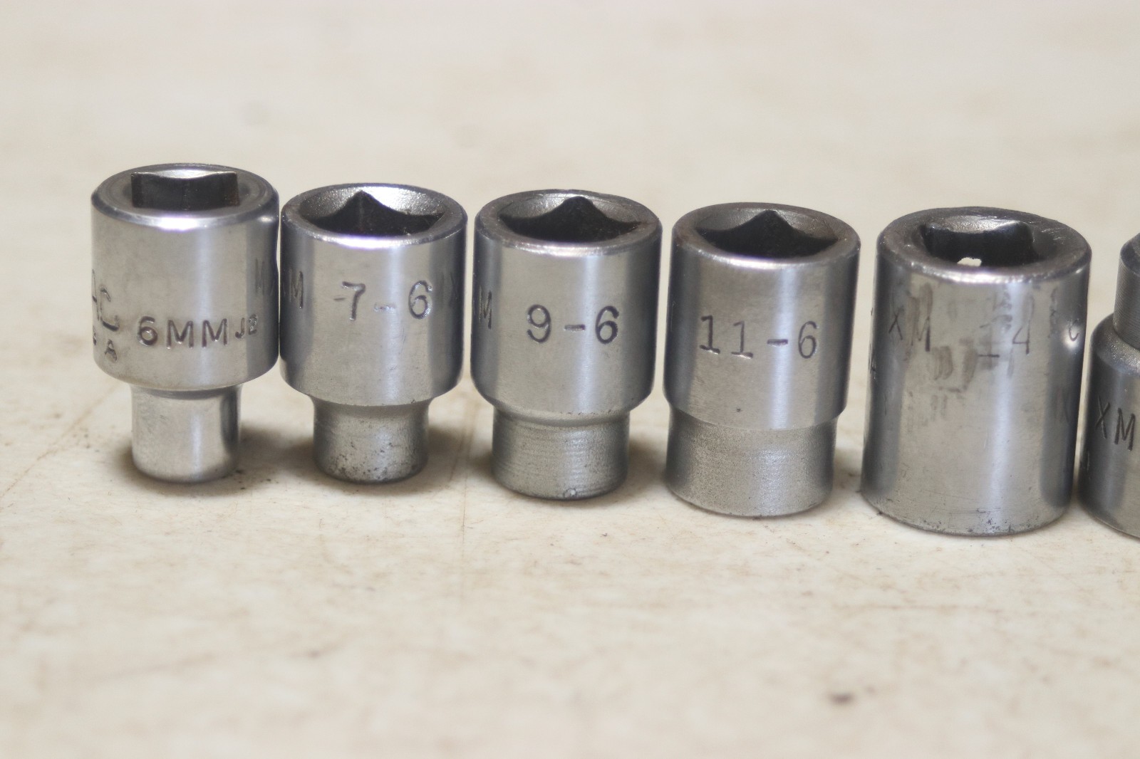 Lot of 8 MAC Tools Metric 3/8 Inch Drive 6 point Sockets 6mm-19mm