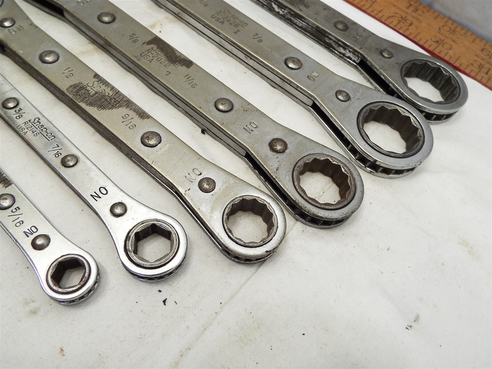 Set 6 Snap-On Double Box End SAE Ratcheting Wrench 1/4 – 15/16″