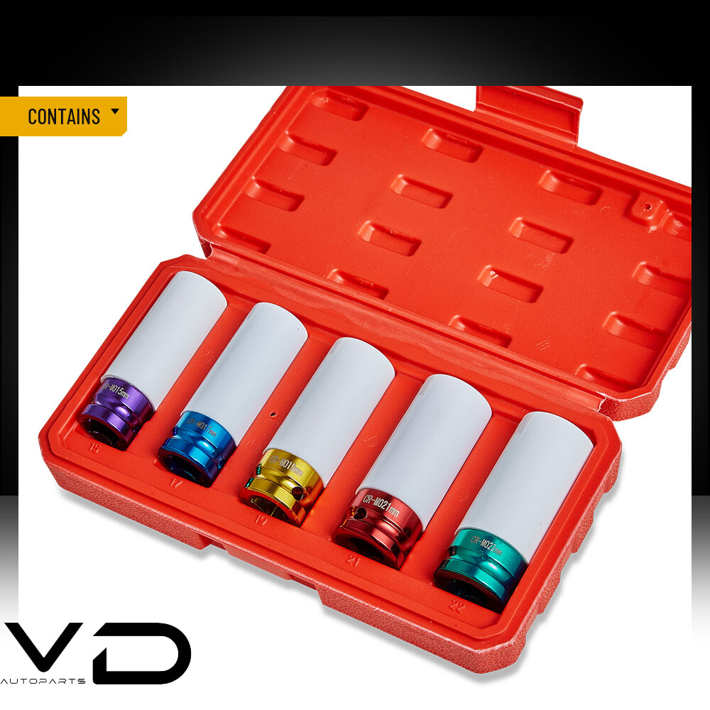 Tire Protection Sleeve Nut Socket Wheel Hub Tool Kits Set 5PCS 15 17 19 21 22mm