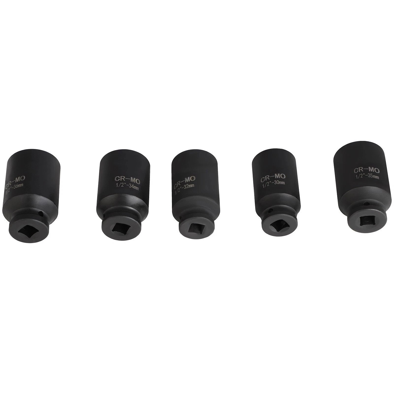 5PCS 1/2-Inch Drive Deep Spindle Axle Nut Impact Socket Set, 30 32 34 35 36mm