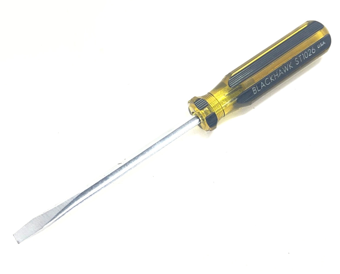 VINTAGE BLACKHAWK TOOLS 5/16” SLOTTED x 6” SCREWDRIVER, SQUARE SHANK ST1090, USA
