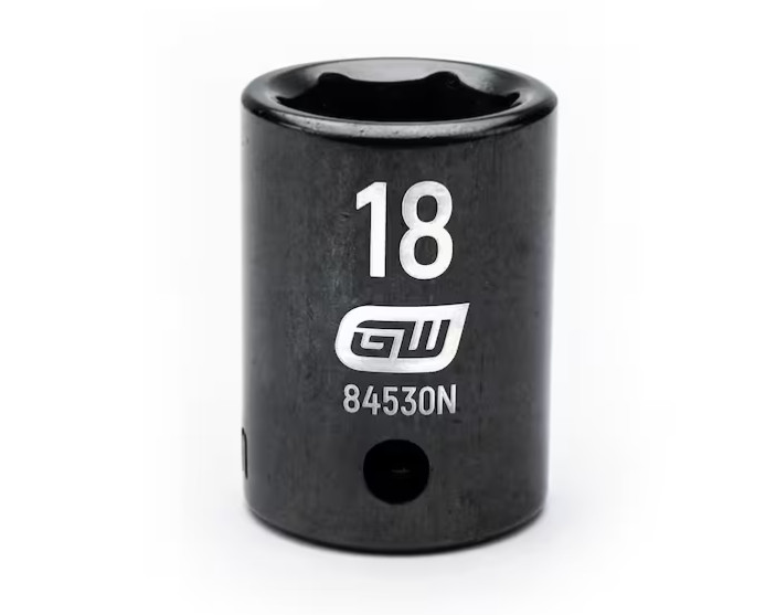 1/2 In. Drive 6 Point Metric Standard Impact Socket 18 Mm