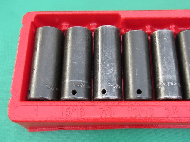 SNAP ON 309SIMY 1/2″ TO 1″ 1/2″ DRIVE SAE 6 PT DEEP IMPACT 9 PC SOCKET SET SIM
