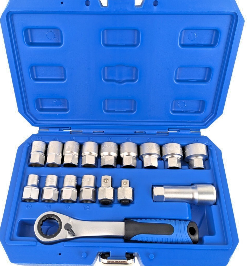 17-PC Metric 3/8″ and 1/2″ Driver GO THROUGH Pass-go-thru Socket Ratcheting SET