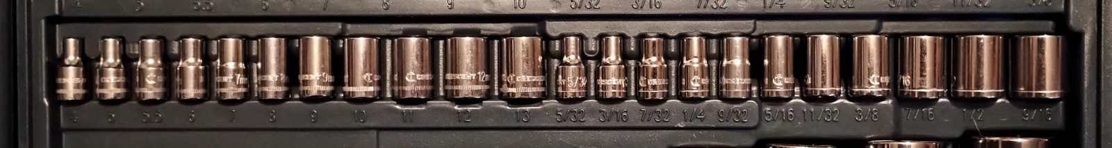 Crescent 22 Piece Chrome 6 Point SAE and METRIC socket Set For 1/4″ Inch Drive