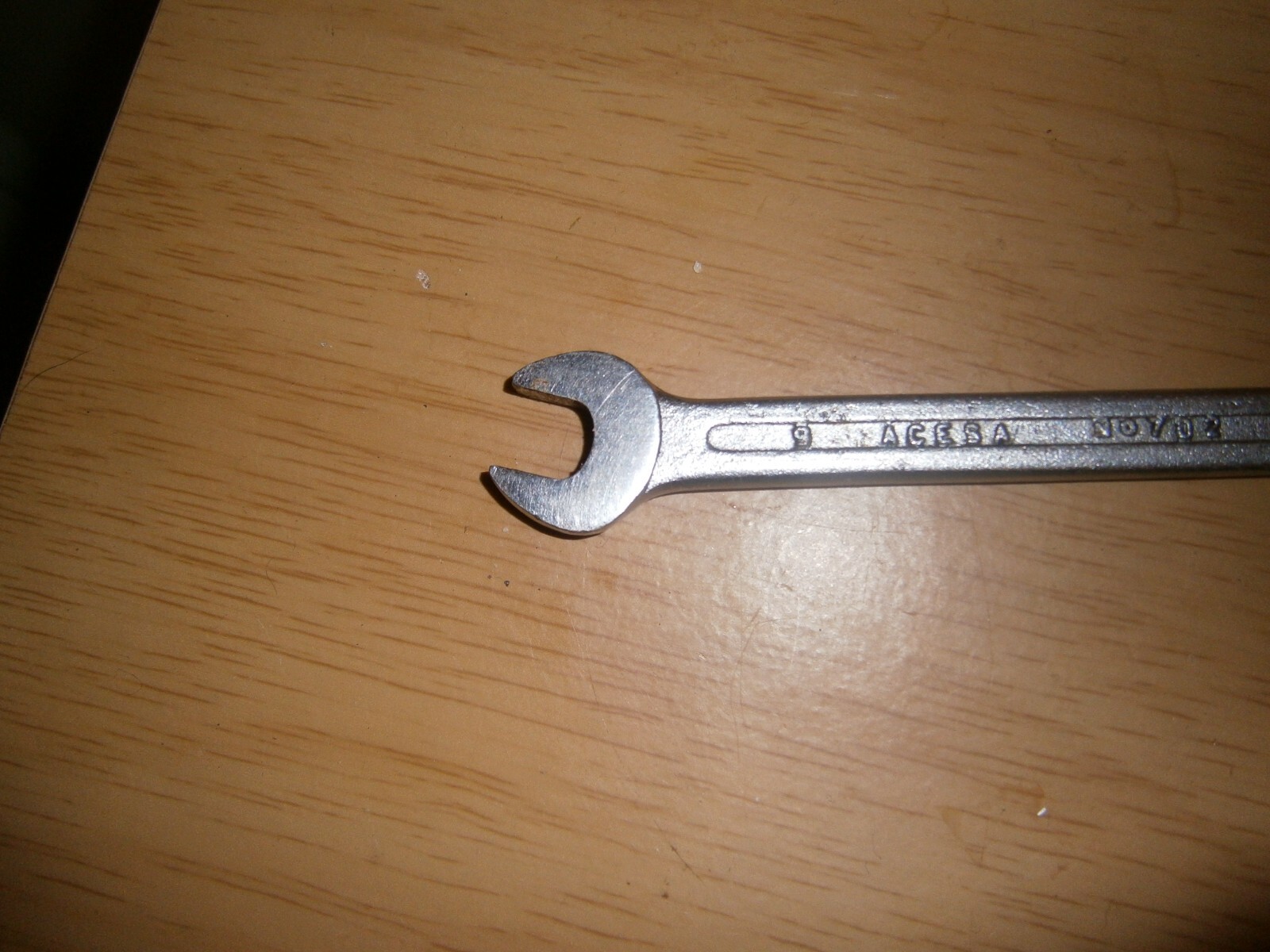 Vintage silver tone spanner. 8mm & 9mm ends (E6b)