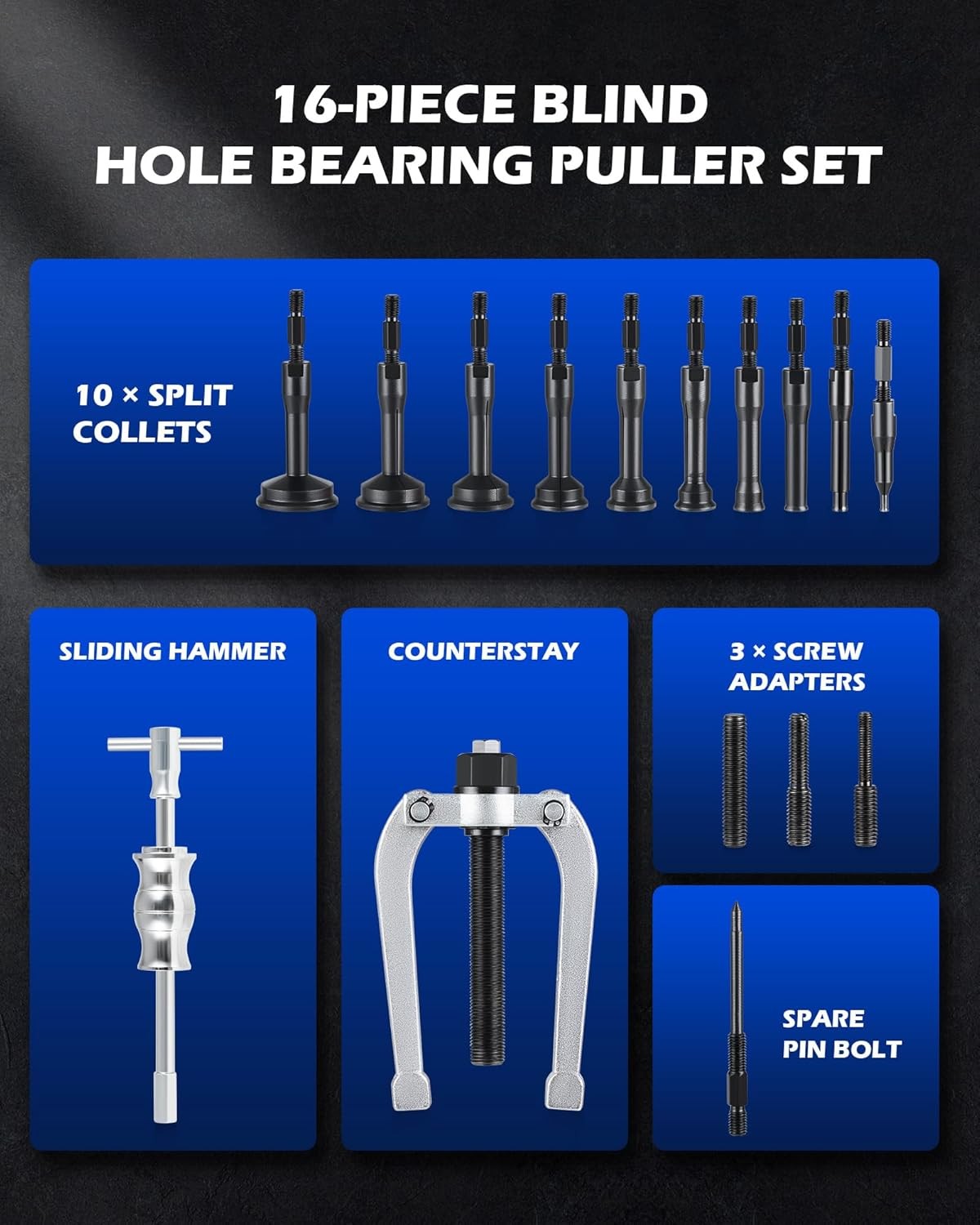 Orion Motor Tech Blind Hole Collet Bearing Race and Seal Puller Extractor red