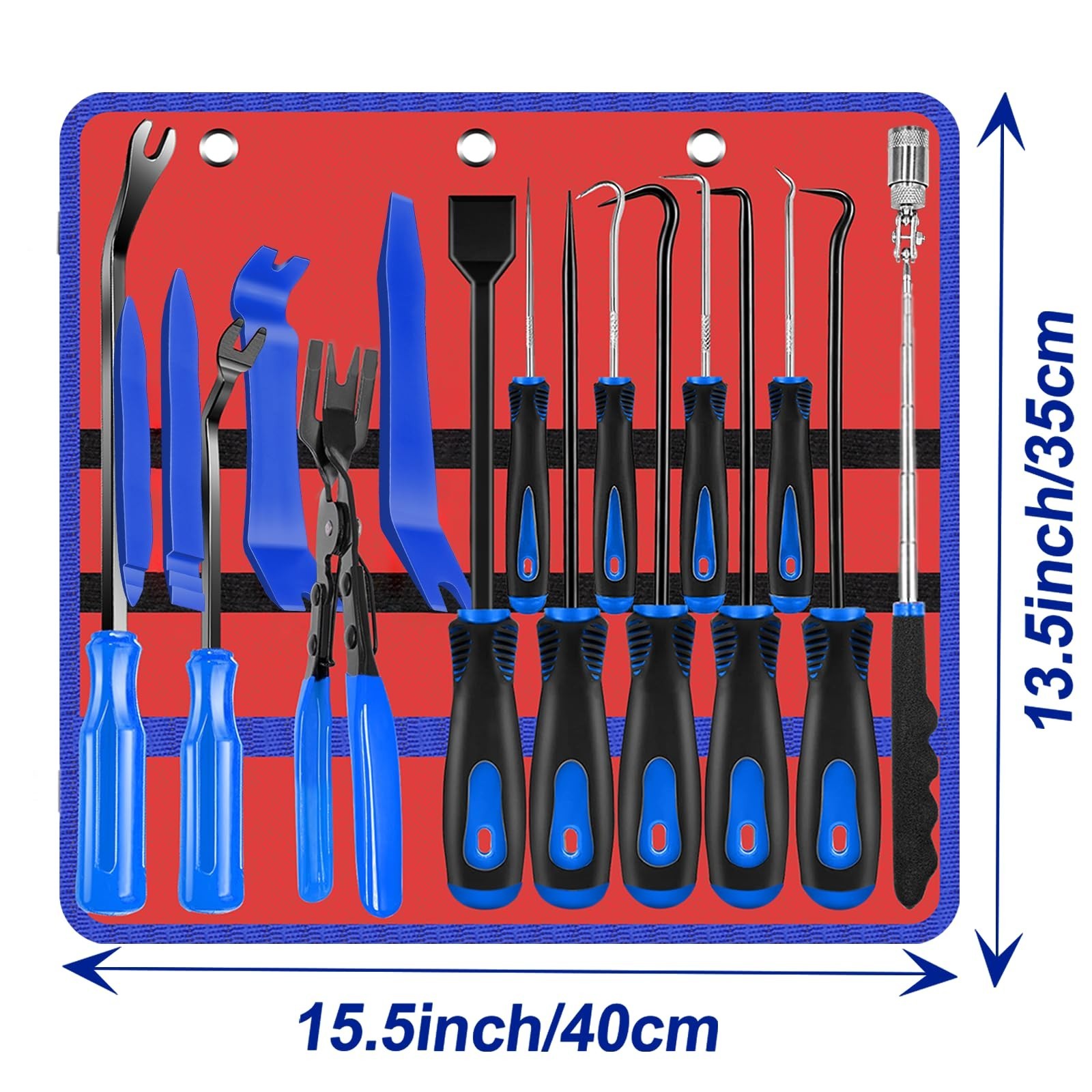 17 Pcs Auto Trim Removal Tool Kit, Hook & Pick Set, Clip Plier, Gasket Scraper,