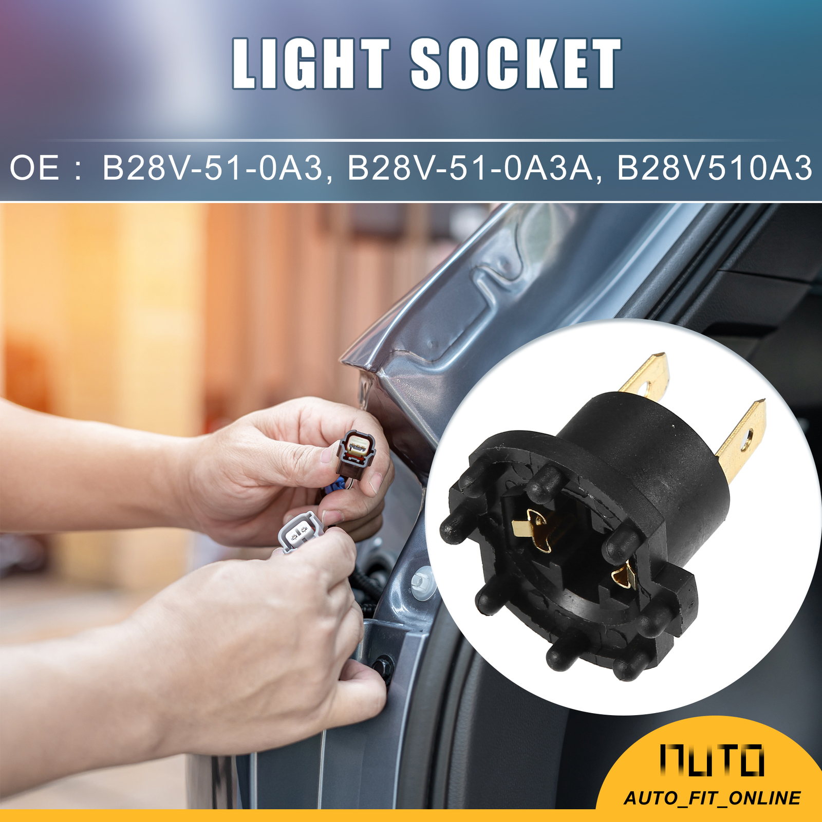 Plastic 1.34″x1.34″x1.50″(L*W*H) Light Socket Two Custom for Mazda 3 2004-2009