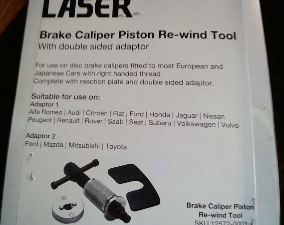 LASER TOOLS Brake Caliper Piston Re-wind Tool. Double Sided Adaptor. 1314. New