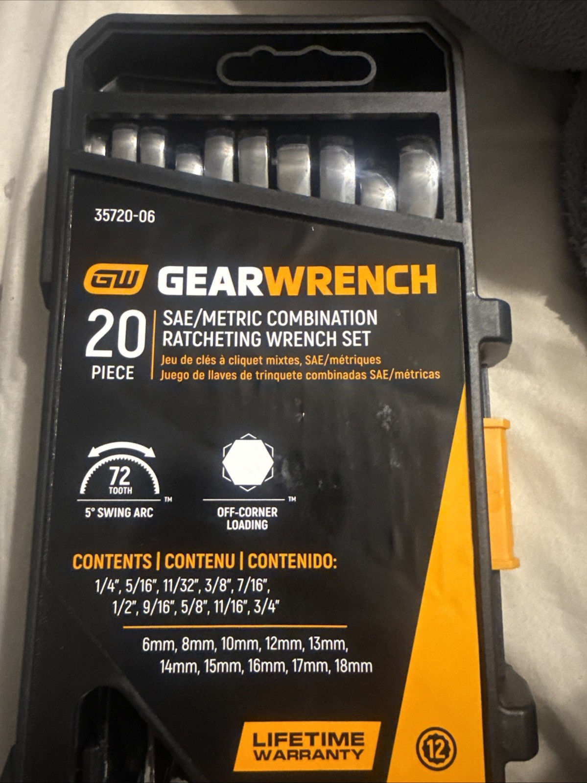 Gearwrench 20pc SAE & Metric Combination Ratcheting Wrench Set 12pt 35720-06 NEW