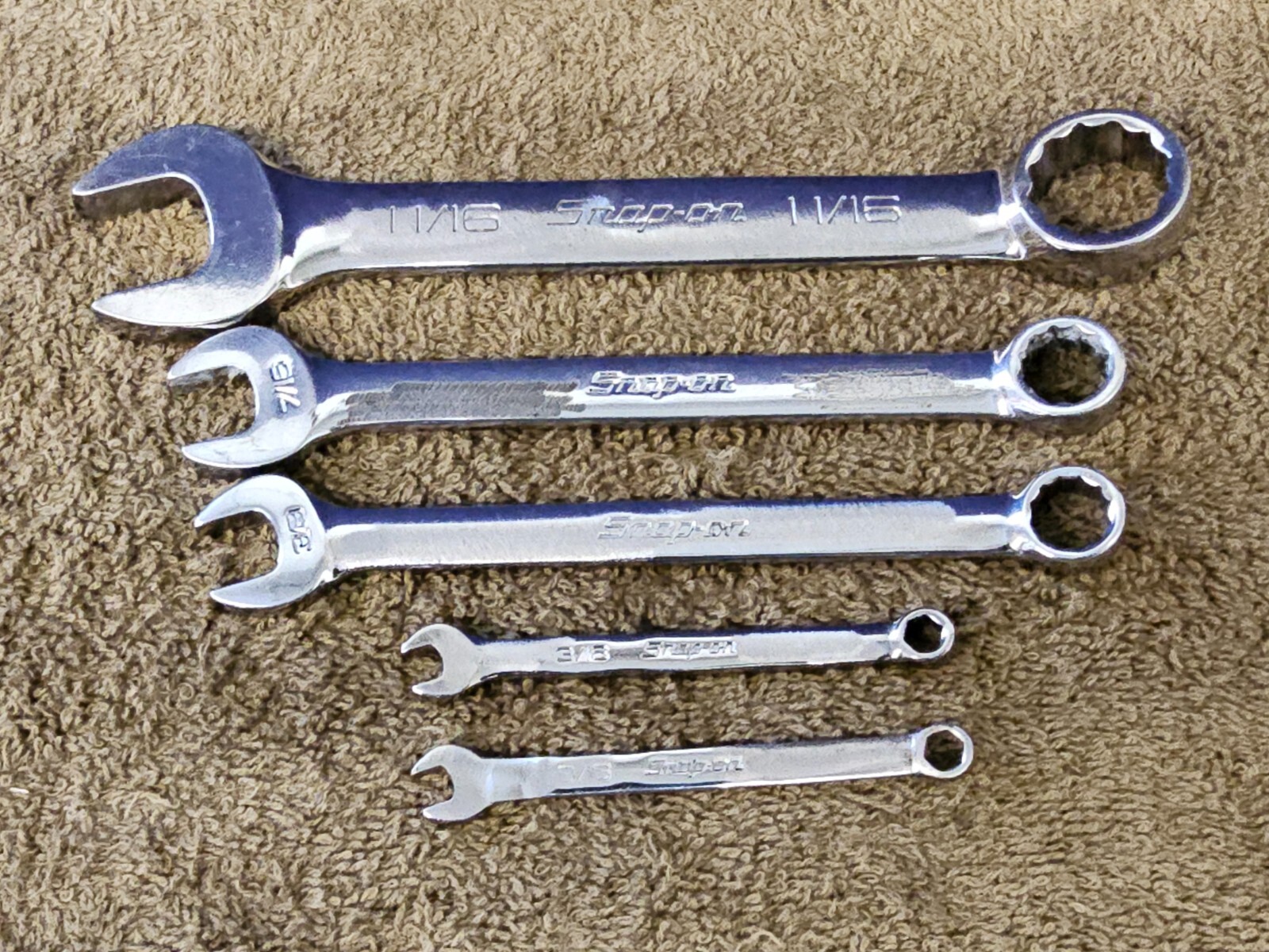 5 Snap-On Stubby Combination Wrench Set OEX OEX220B 11/16″ 7/16″ 3/8″ 3/16″
