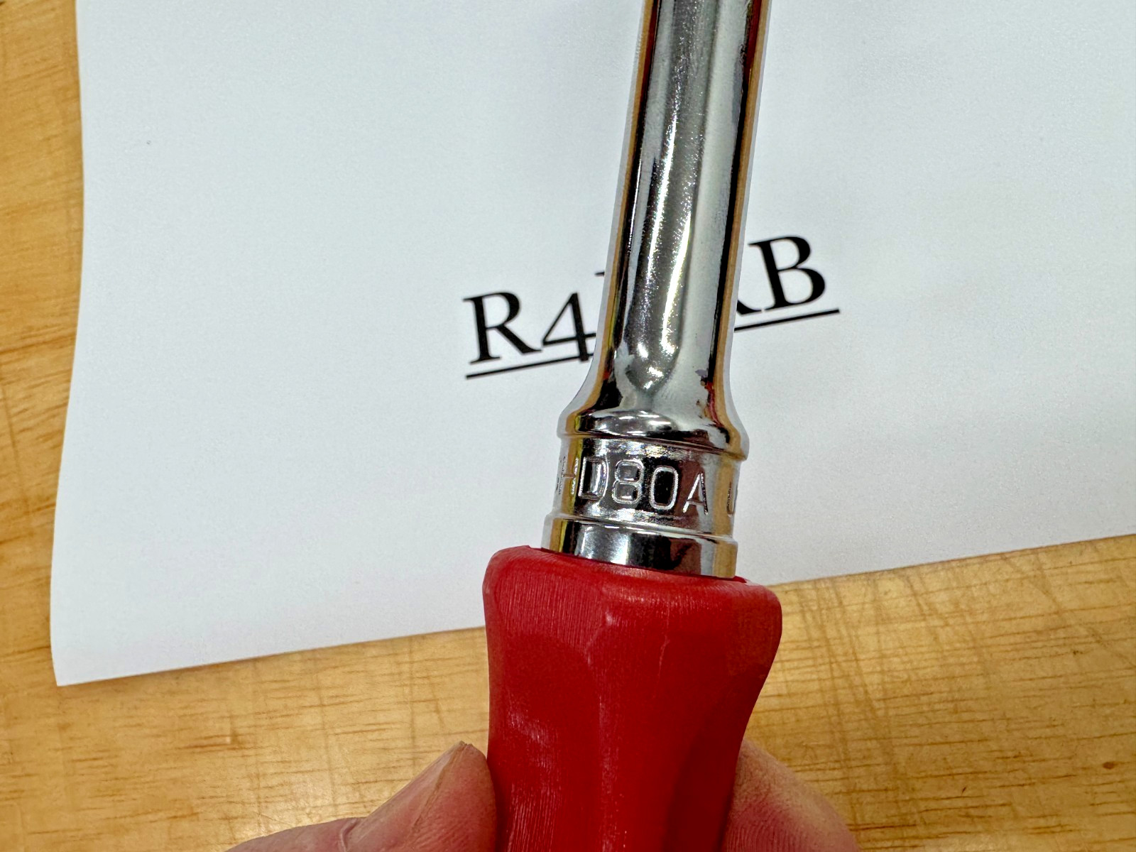 Snap-on Tools USA CLASSIC RED 1/2″ Drive Hard Grip Ratchet SHD80AR RARE NOS