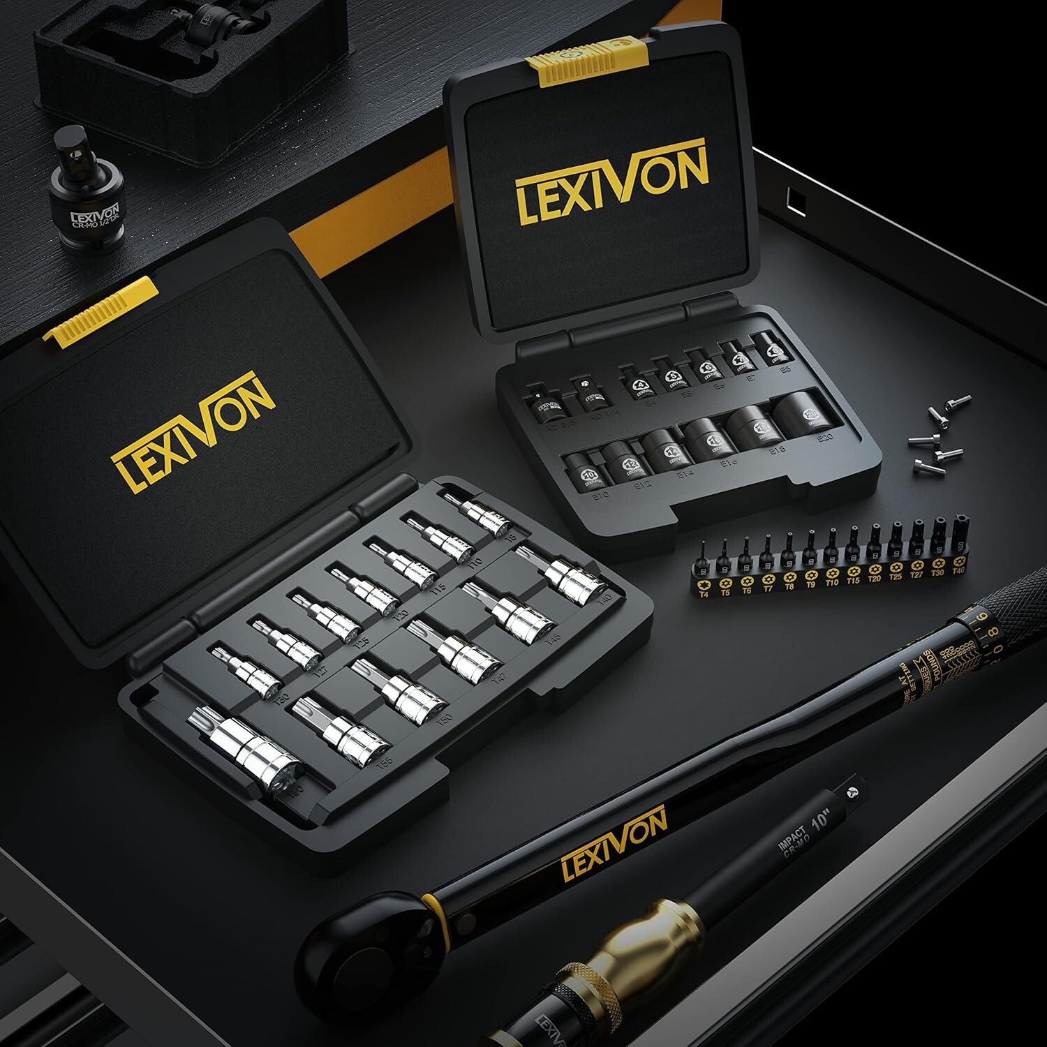 Comprehensive 13-Piece E-Torx Socket Kit – Manganese Phosphate Finish & Adapters