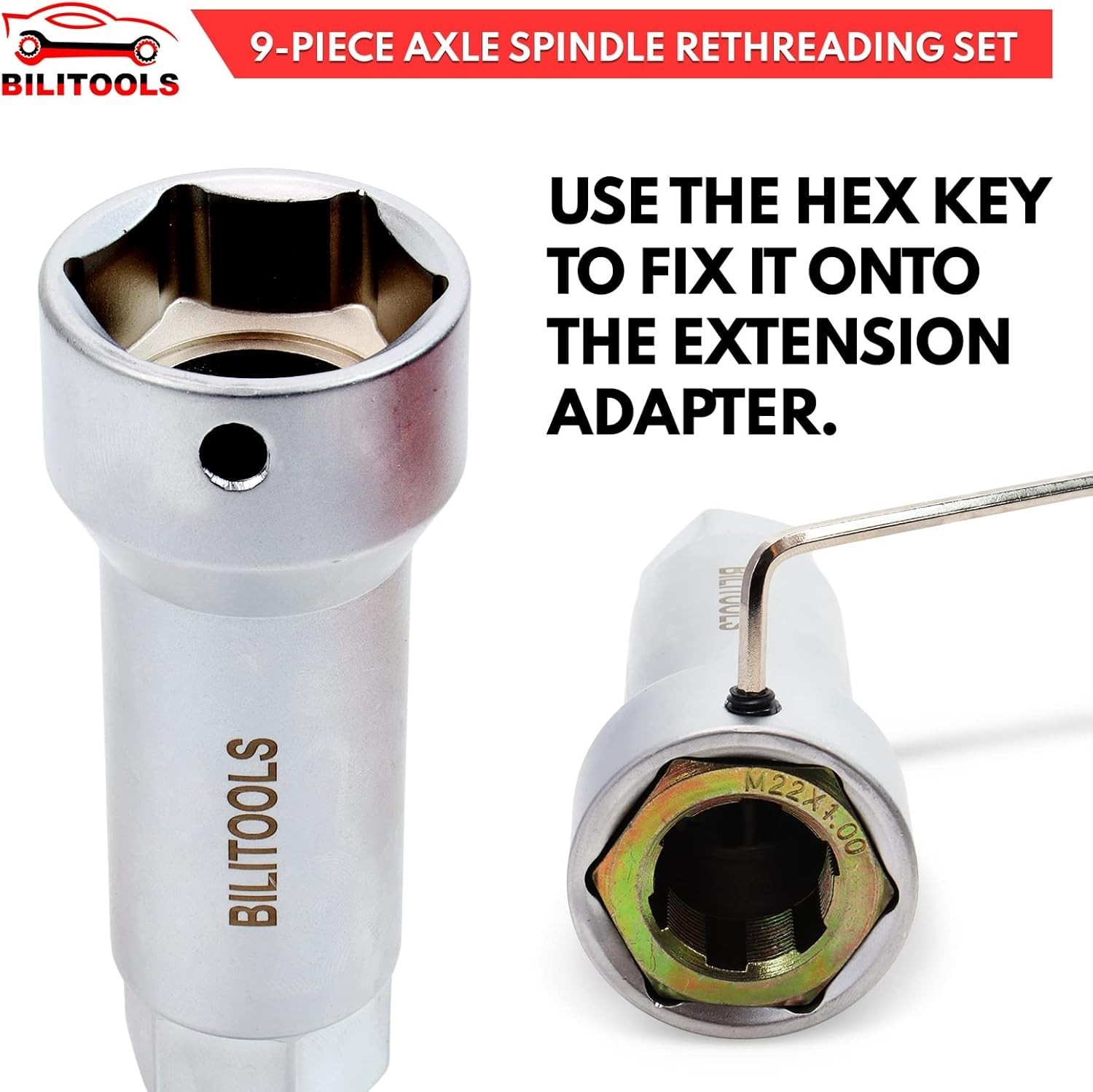 Axle Spindle Rethreading Tool Kit, 10-Piece Axle Wheel Stud Thread Chaser Rep…
