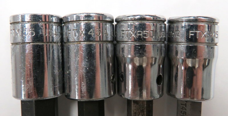 Snap-On 3/8″ Drive 4 pc TORX Bits FTX55 FTX45A FTXR50 FTXR45