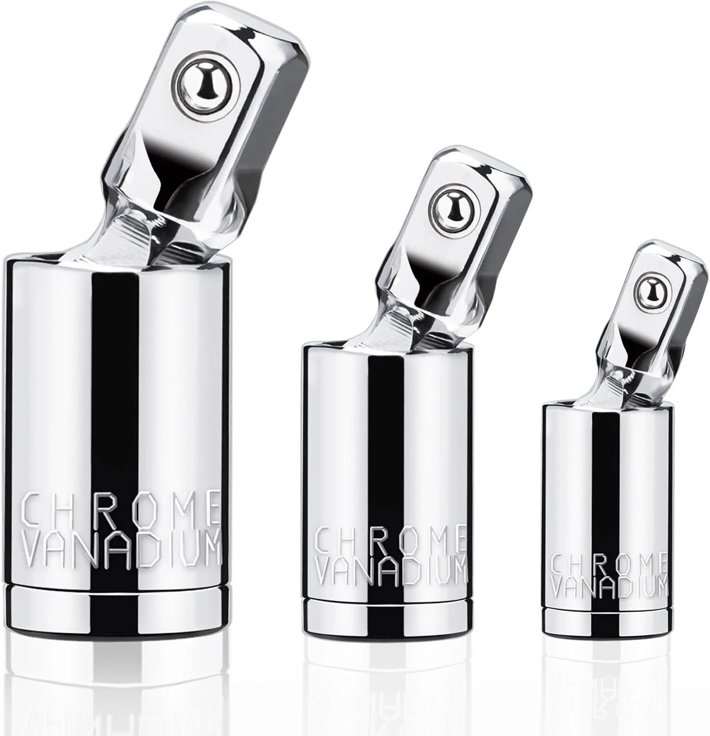3PCS Impact Universal Joint Swivel Socket Adapter Set 1/4″ 3/8” 1/2″ Drive 360°