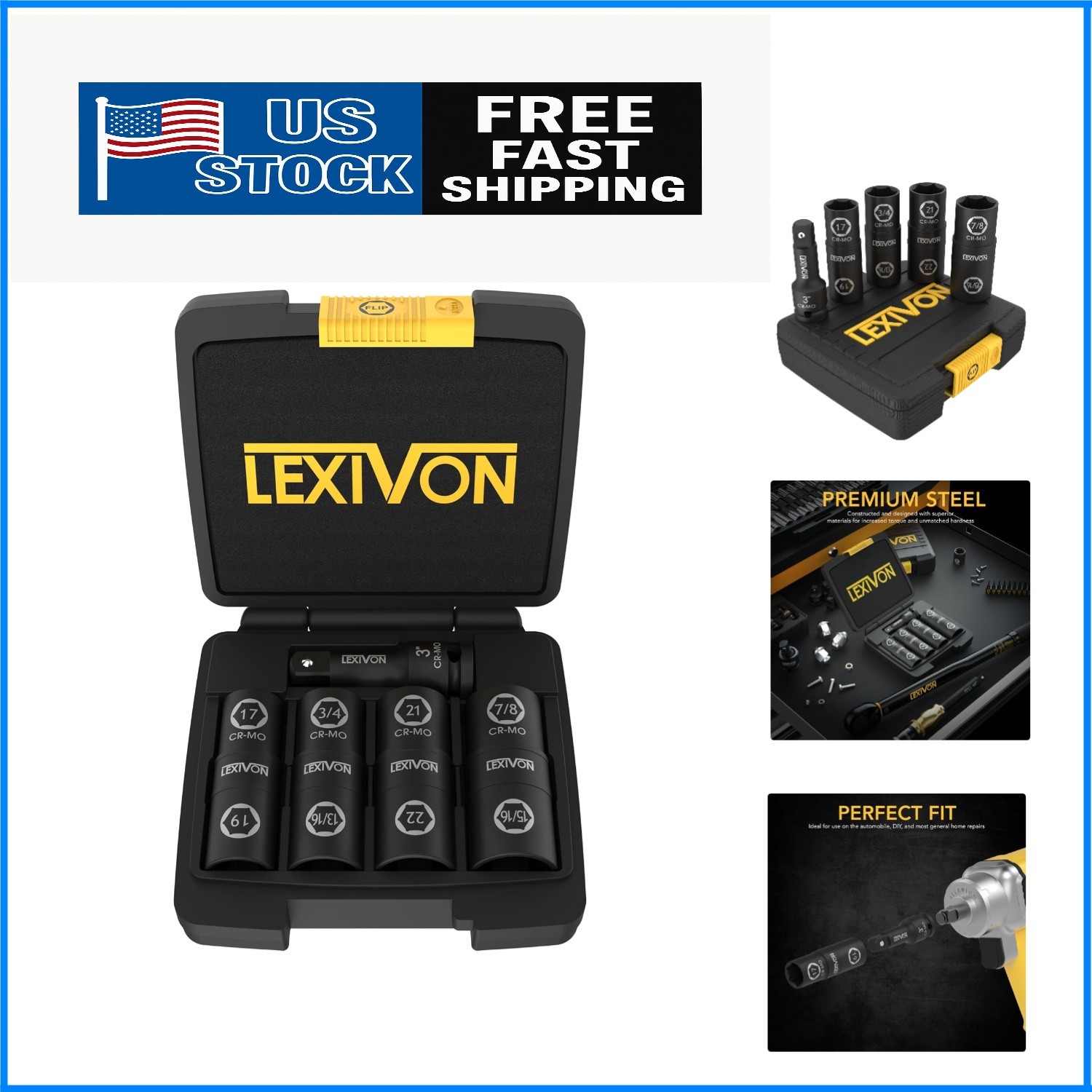 6-Piece Lug Nut Impact Socket Set | 1/2-Inch Drive, Durable & Versatile