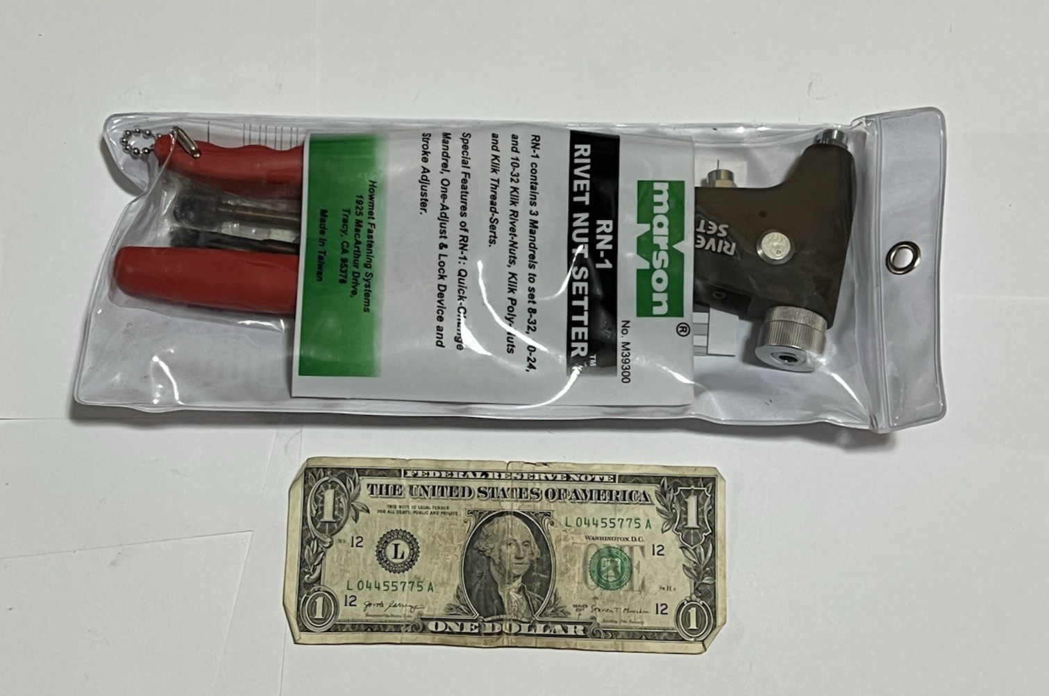 Marson 39300 RN-1 Rivet Nut Setter Installer Tool 8-32 10-24 10-32 NICE