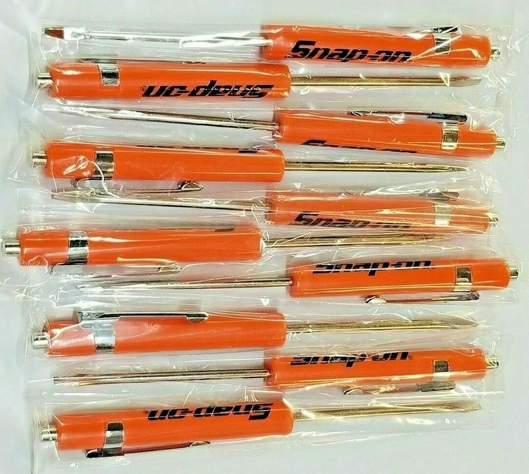 (10)TEN Snap On Pocket Screwdriver, Flat Tip Screwdrivers, Magnetic ORANGE *NEW*