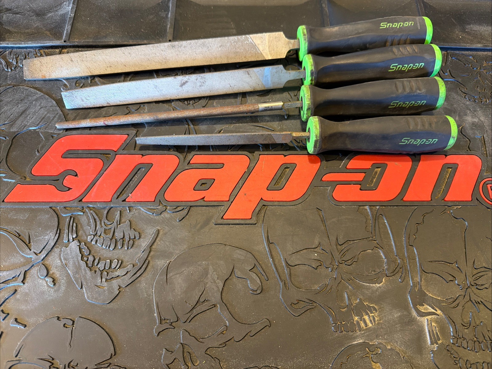 Snap-on Tools Lightly Used GREEN 4pc Soft Grip Handle File SET