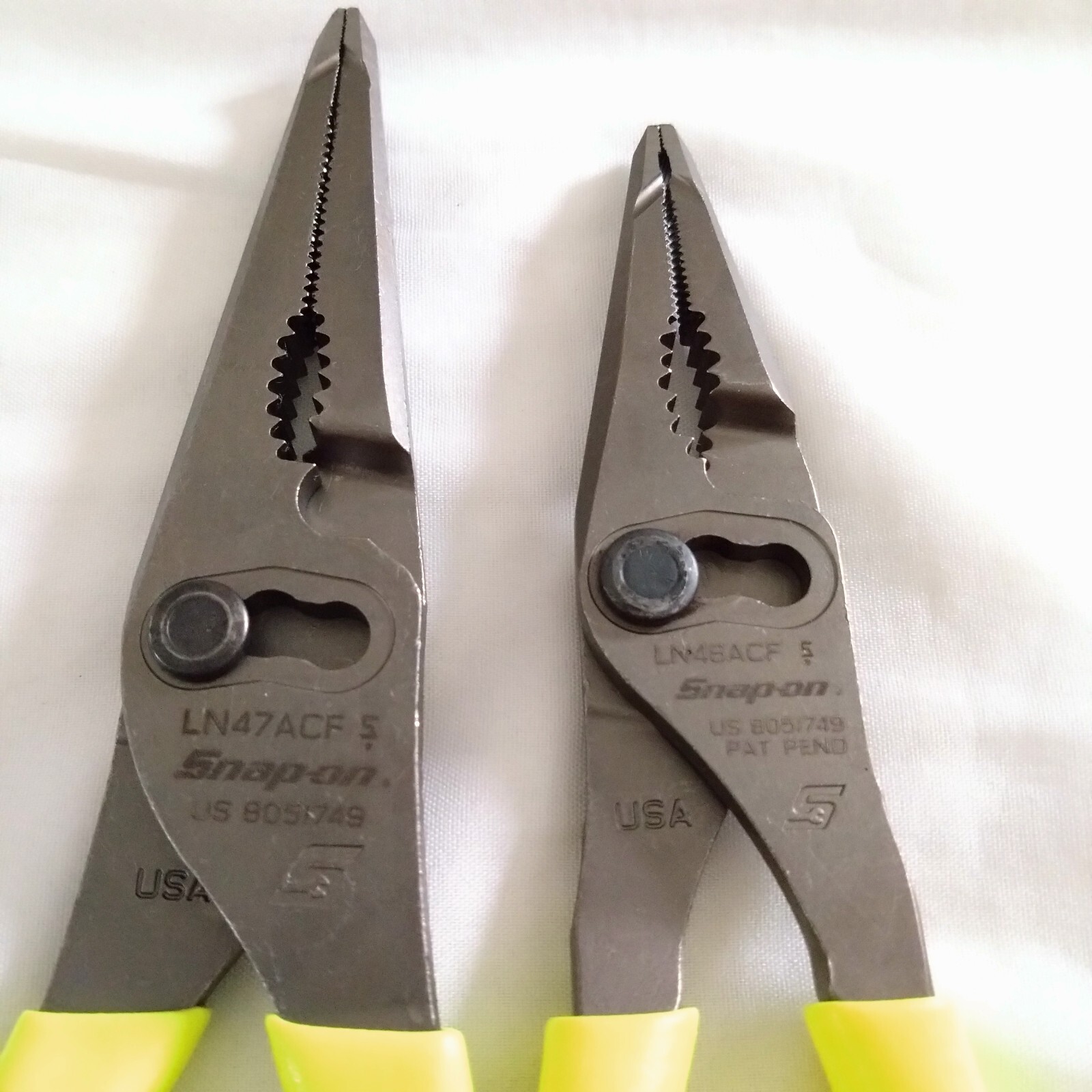 Snap On LN47ACF & LN46ACF Needle Nose/Slip-Joint Combination Yellow Plier Set