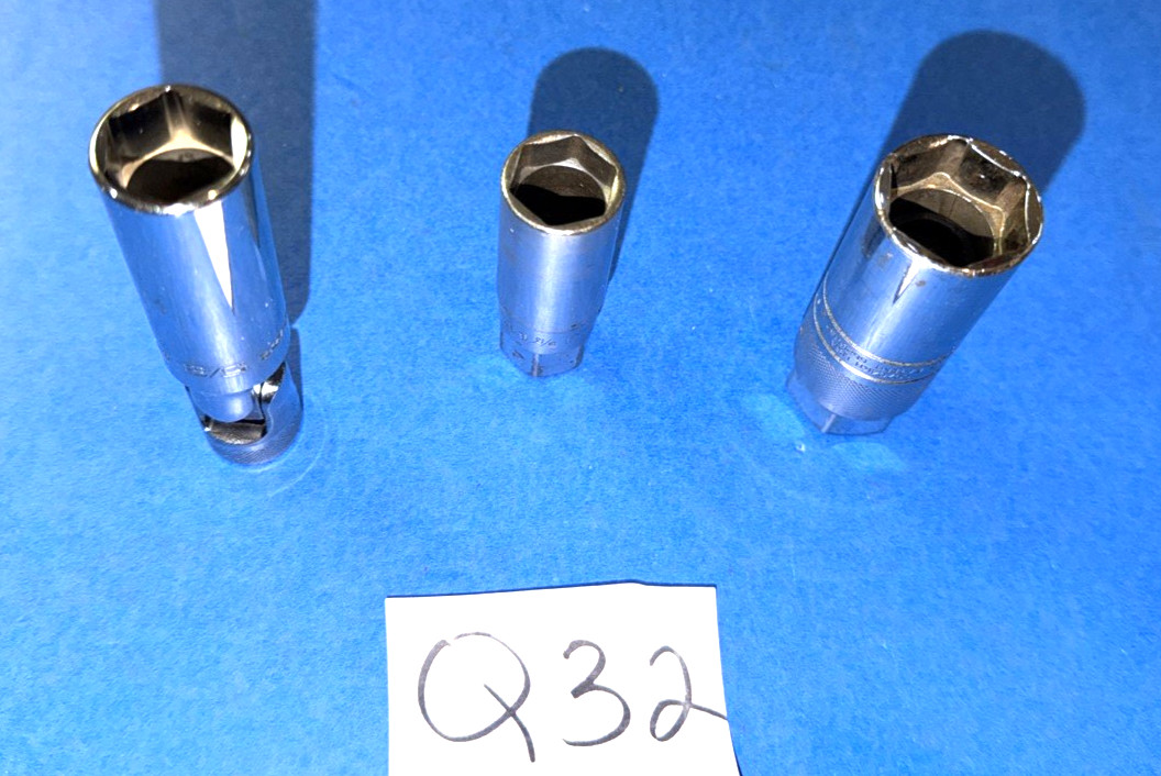 SNAP-ON TOOLS 3 PIECE 3/8 DRIVE SPARK PLUG SOCKETS 1 NEW 2 USED