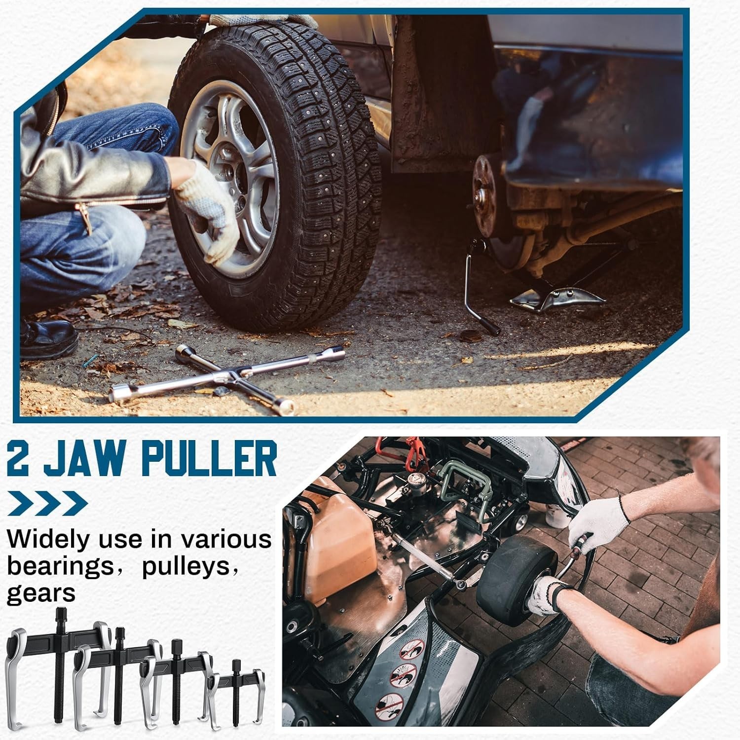 4 Pcs 2 Jaw Gear Puller Set 3in, 4in, 6in, 8in CR-V