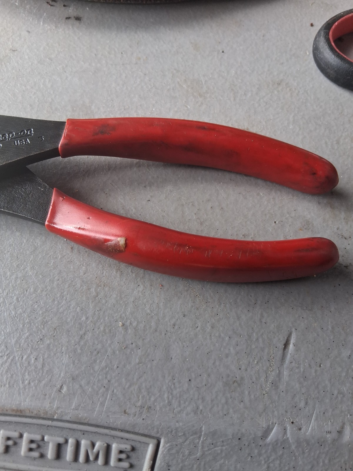 Snap On Tools RED/BLACK Soft Grip Slip-Joint Pliers Wire Cutters 137CP
