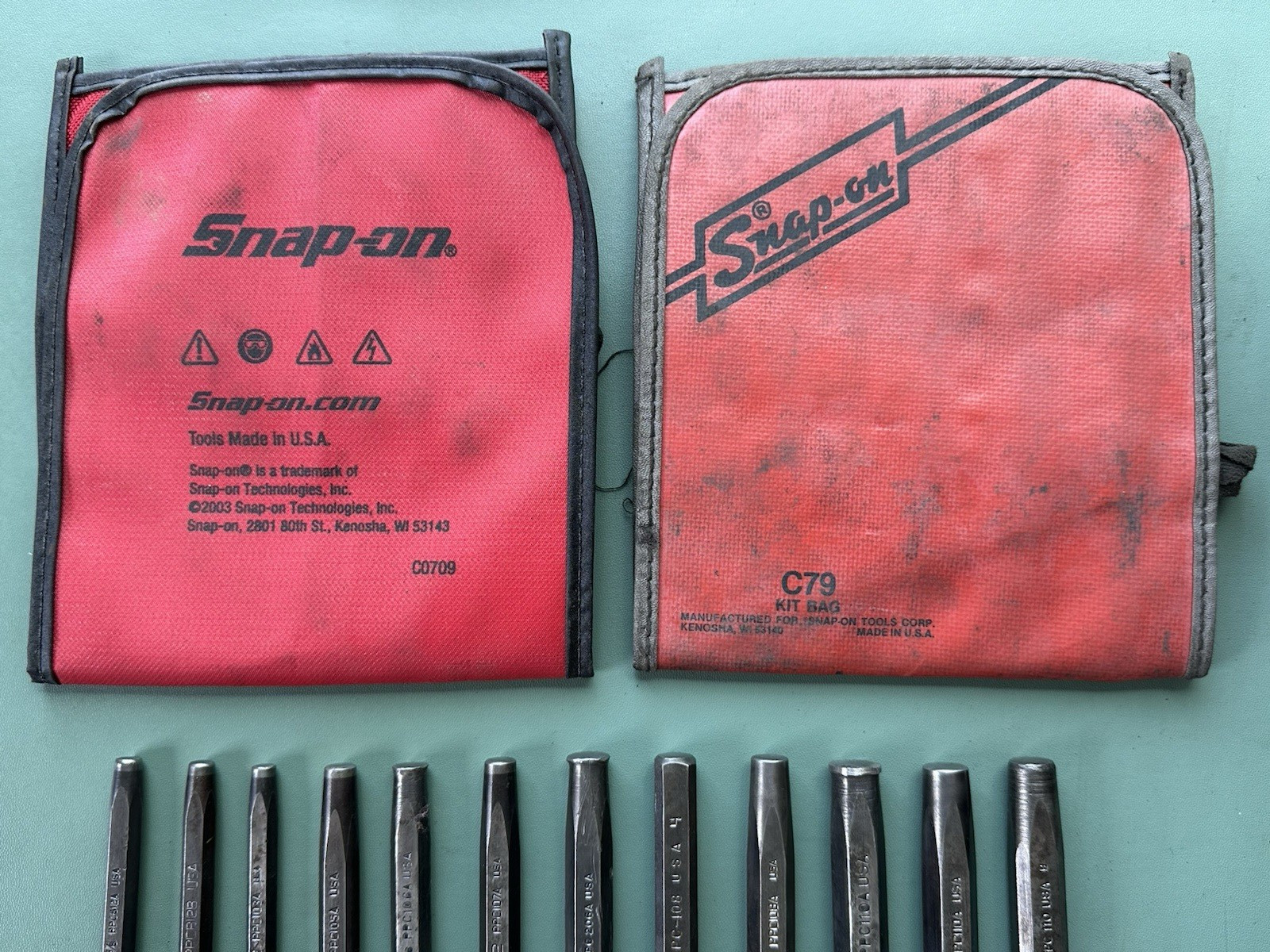 Snap-on Tools Lot of 12 Center Punches Chisels Vintage PC PPC 3/32 – 5/16″