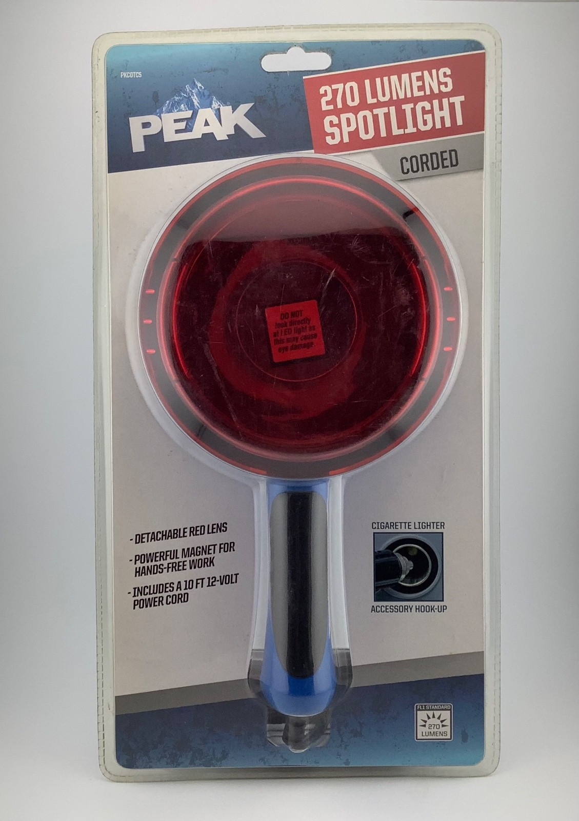 Peak 270 Lumens Spotlight Detachable Red Lens Corded New Packaging Shelf Wear