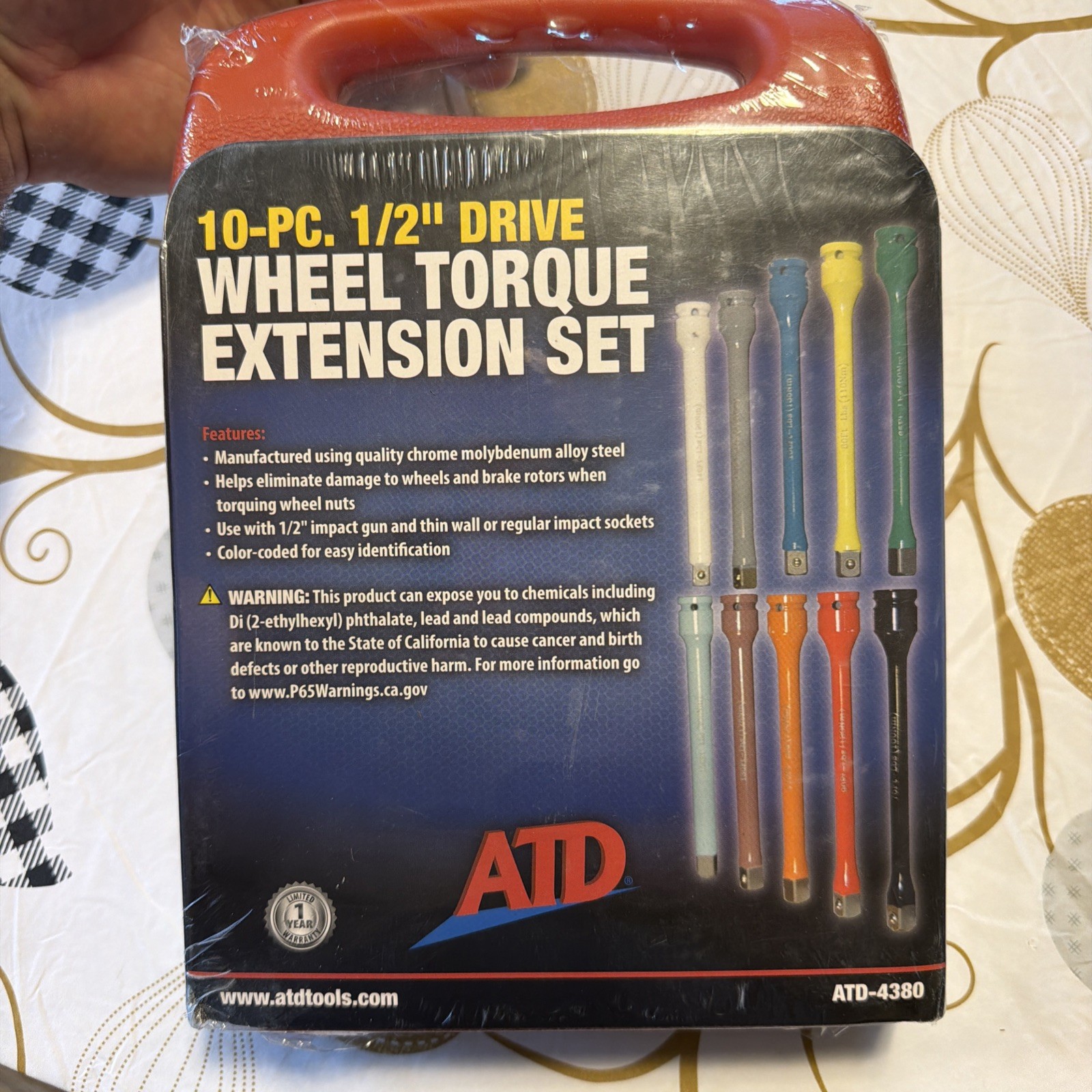ATD TOOLS 10-Piece 1/2-Inch Drive Wheel Torque Extension Set 4380