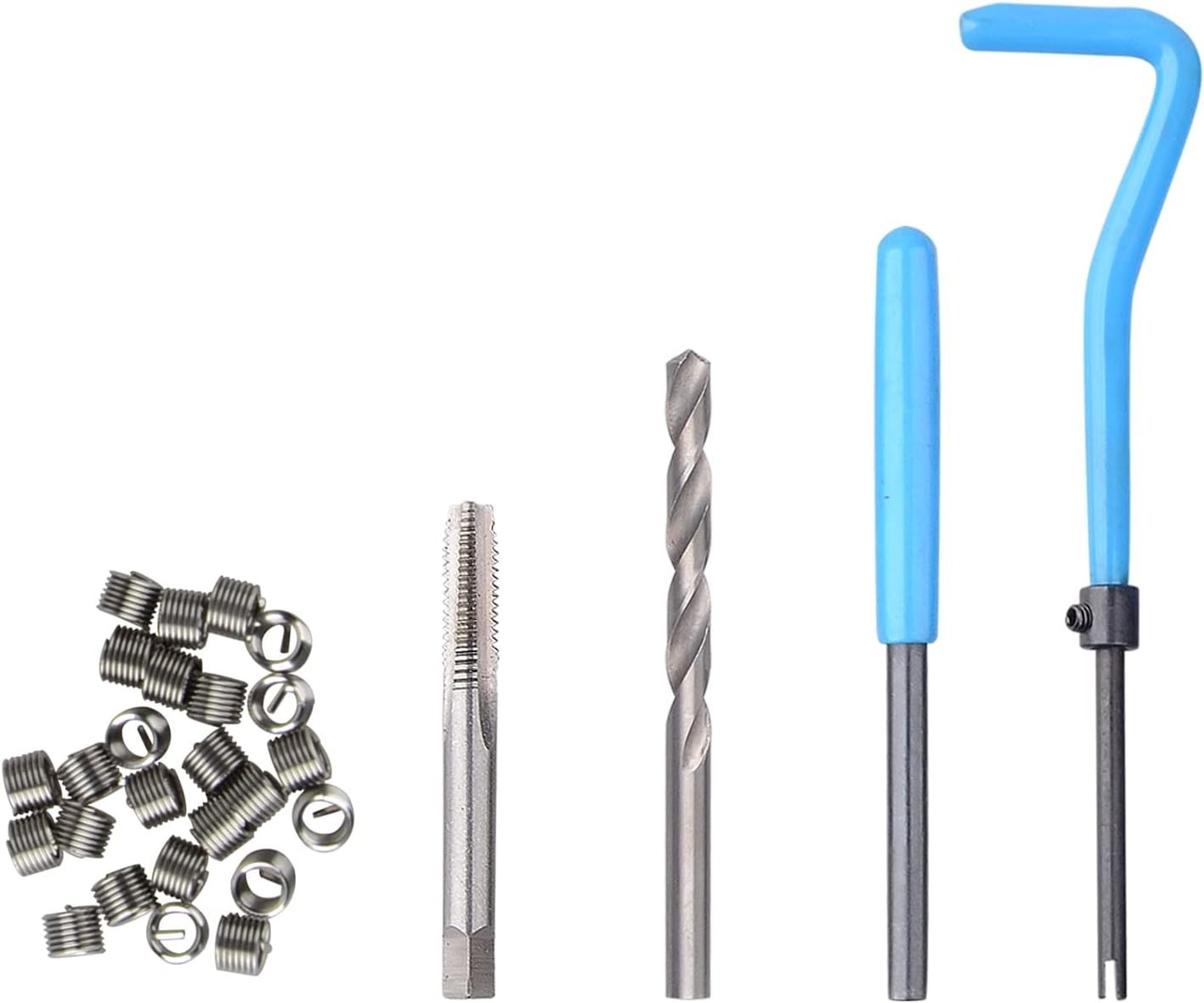 131PC SAE Thread Repair Kit, HSS Drill Helicoil Kit Standard, 1/4″ 5/16″ 3/8″ 7/