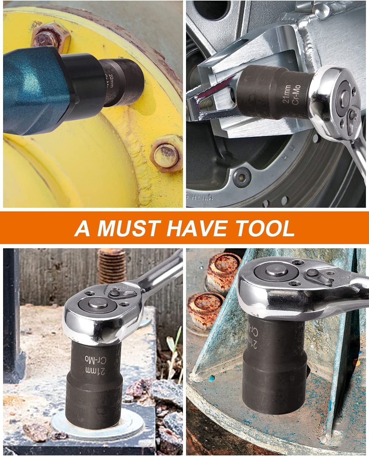 Lug Nut Removal Tool Set Alloy Steel 6-Piece Kit for Stripped Rusted Bolts
