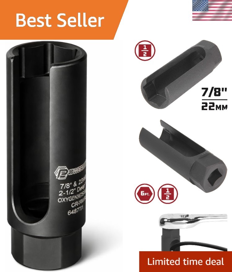 1/2-Inch Drive x 7/8-Inch 22mm Oxygen Sensor Socket, 6 Point O2 Sensor Remove…