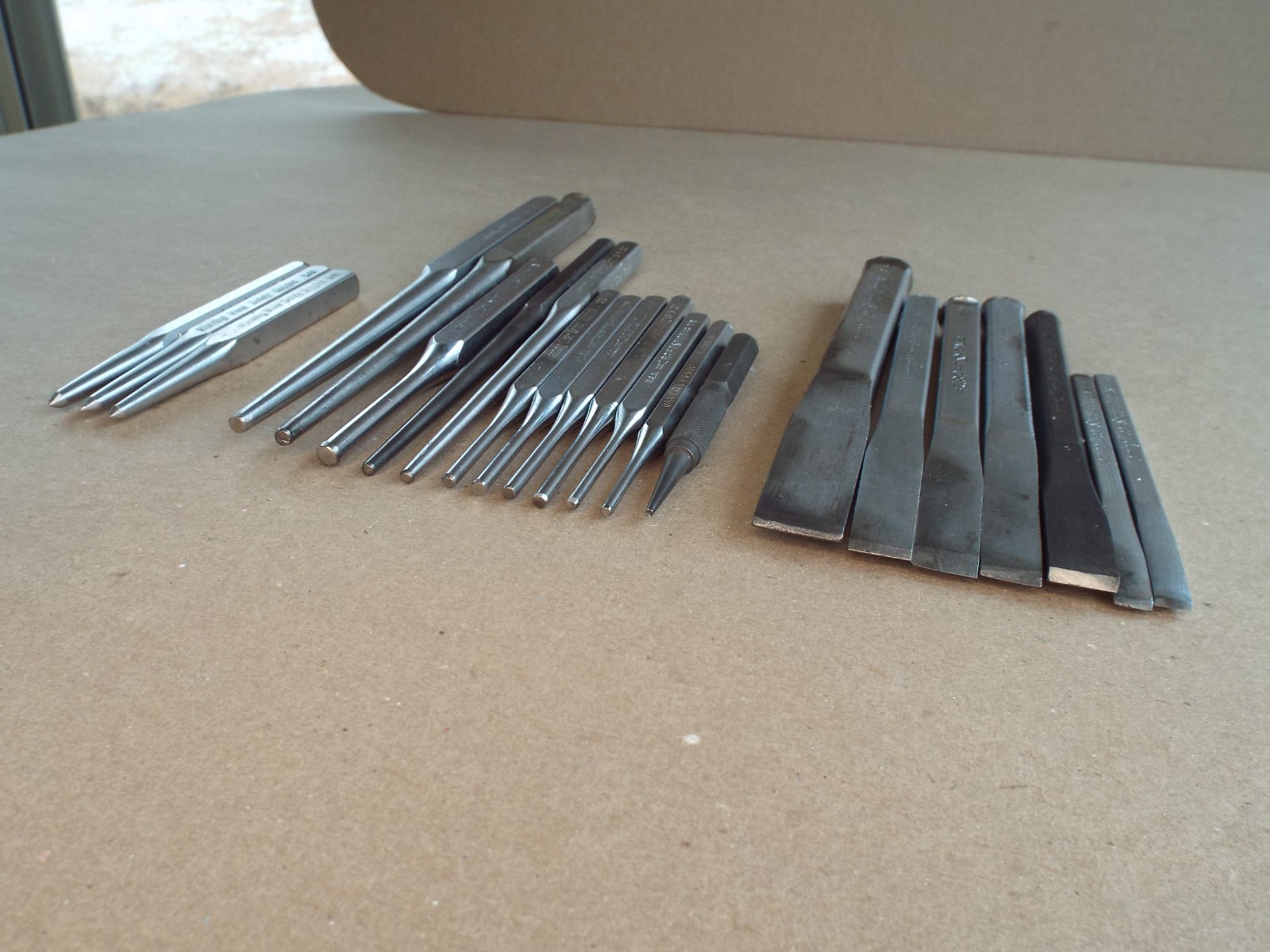 VTG 22 Pc Craftsman Chisel, Punch, Pin Punch Lot USA for Parts / Repair – (Read)