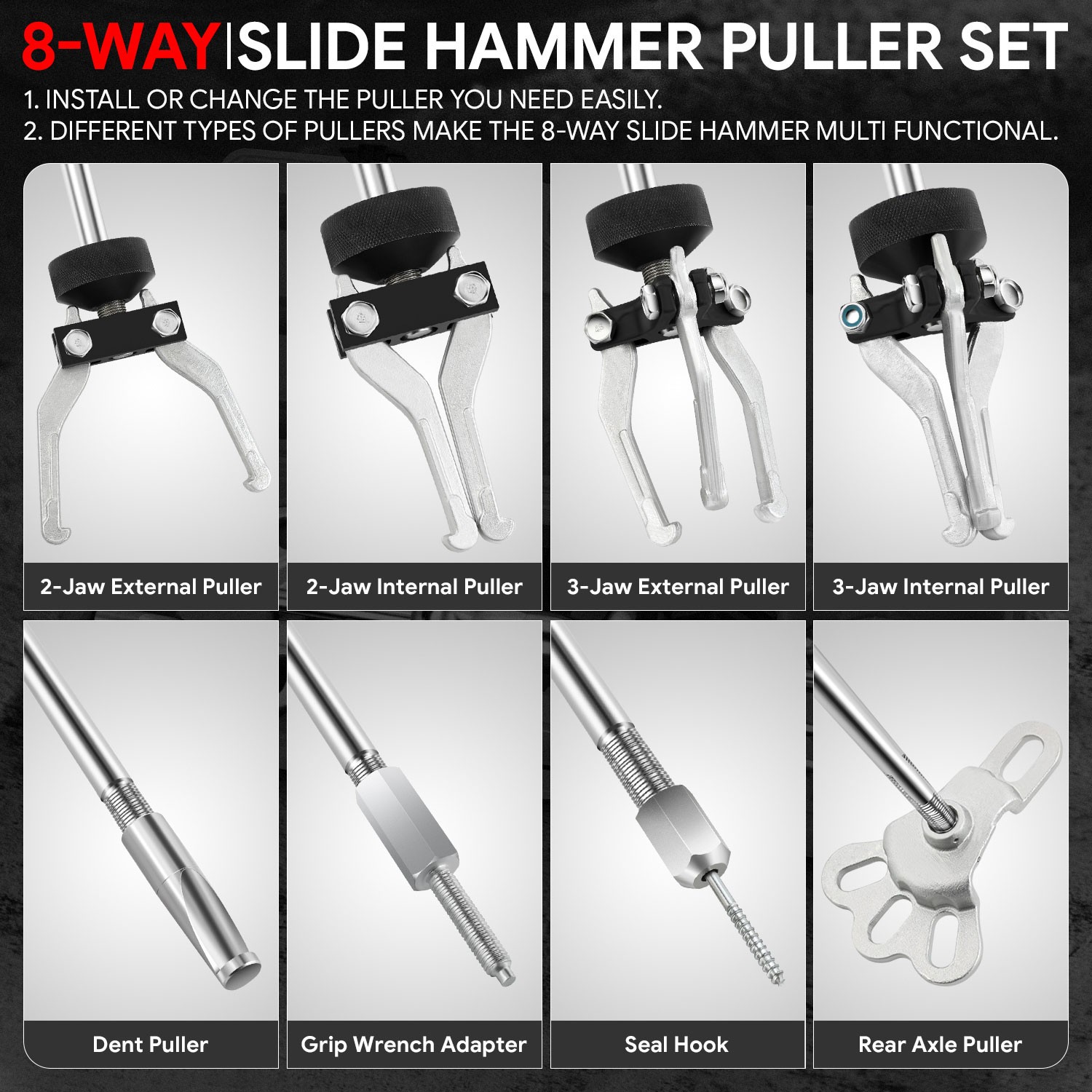 Dent Puller w/ Slide Hammer Removal Tool Kit Set for Auto Body Repair 13Pcs