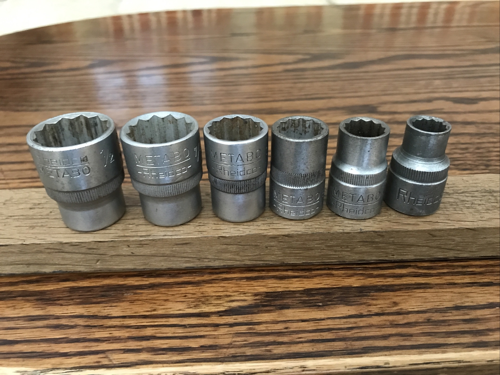 6 Metabo Rheidco Sockets 1/2” To 3/16” Whitworth With 1/2” Drive.