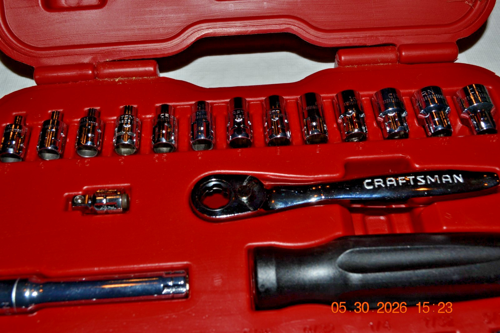 NOS Craftsman Sears 27pc Socket Wrench Set 32818 Pass Thru 1/4”