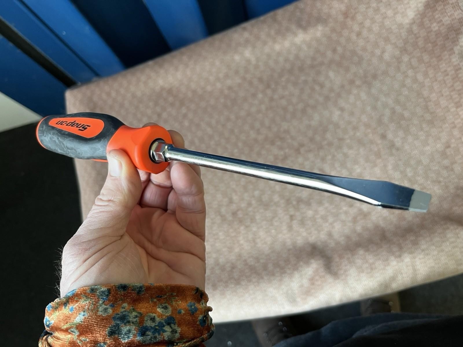 Snap On Flat Sided Screwdriver New Full Size 5/16” Bright Orange Soft Grip