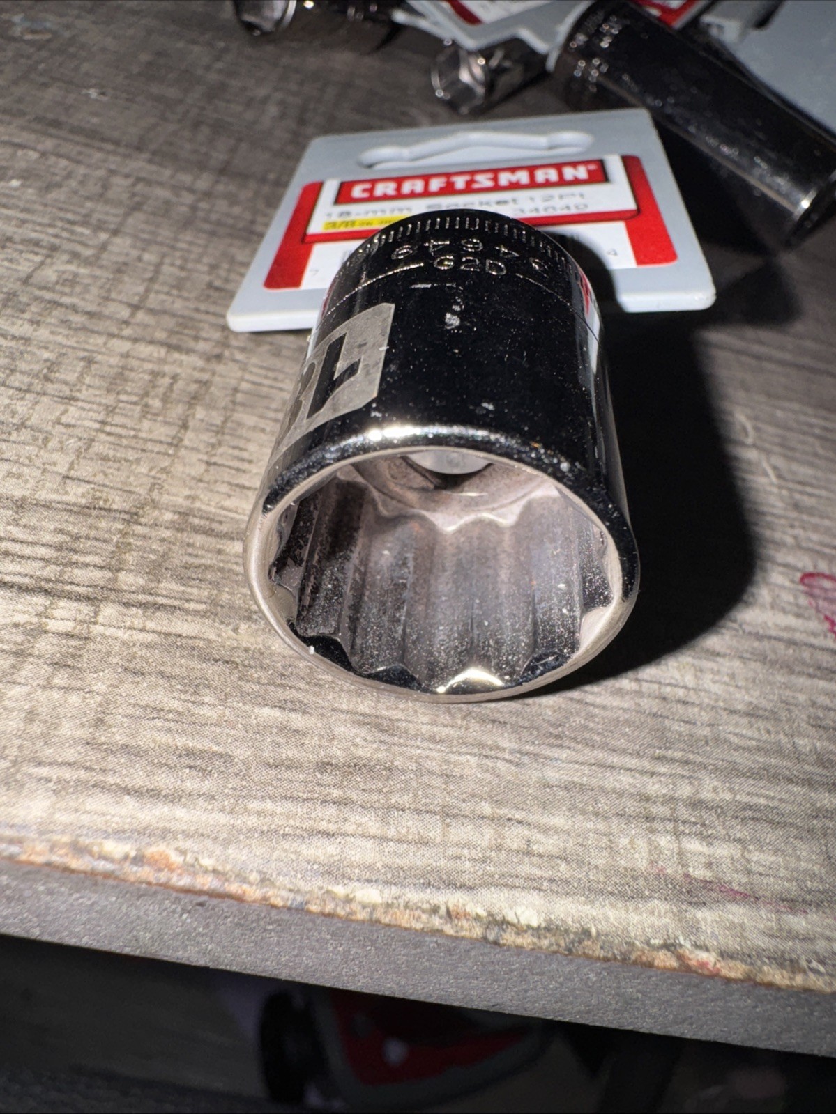 Sears Craftsman 18MM 12 Pt 3/8″ Drive Shallow Socket Easy Read 34649 USA NOS