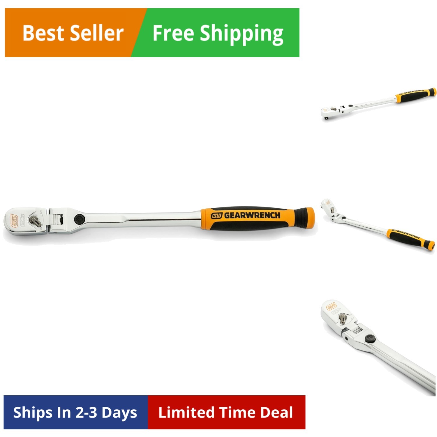 1/4″ Drive 120XP Locking Flex Head Ratchet with Cushion Grip –