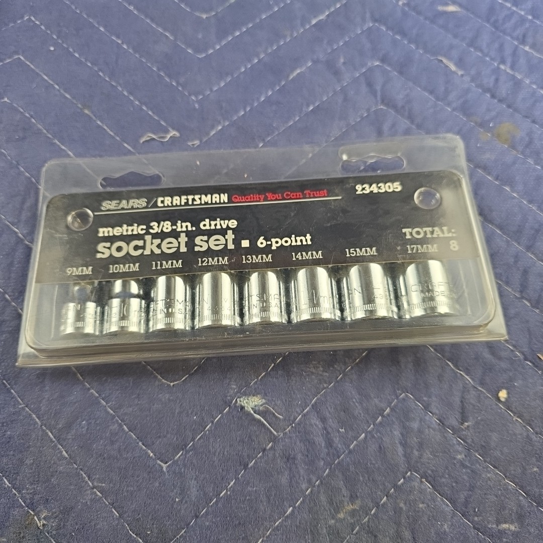 In Pack Vintage Craftsman USA 8 pc Metric Socket Set 3/8″ Drive 6-pt 9-34305 -G-