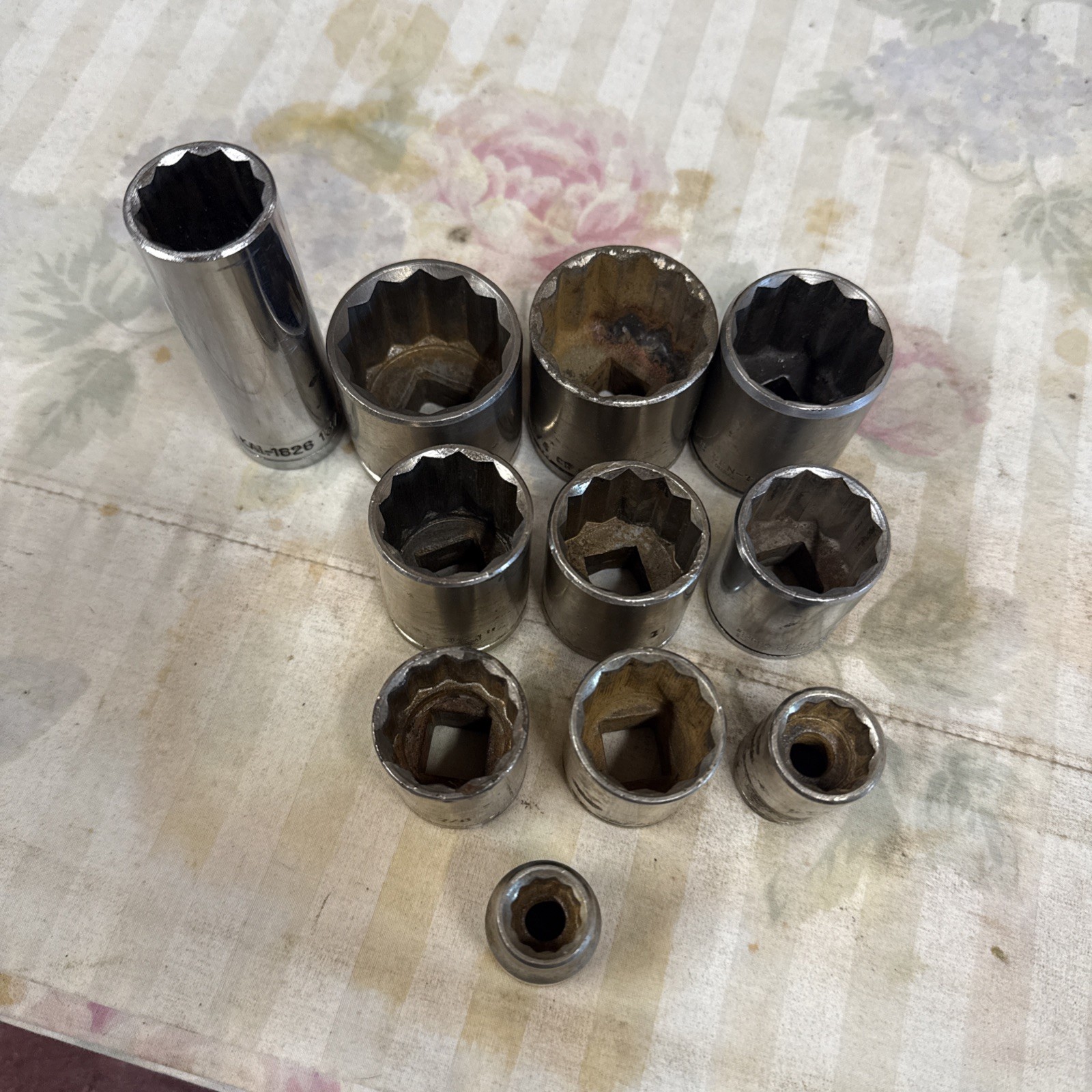 Vintage Japan 1/2” Drive Sockets, Centech, True Craft, KAL, 12 Point 11 Pieces￼