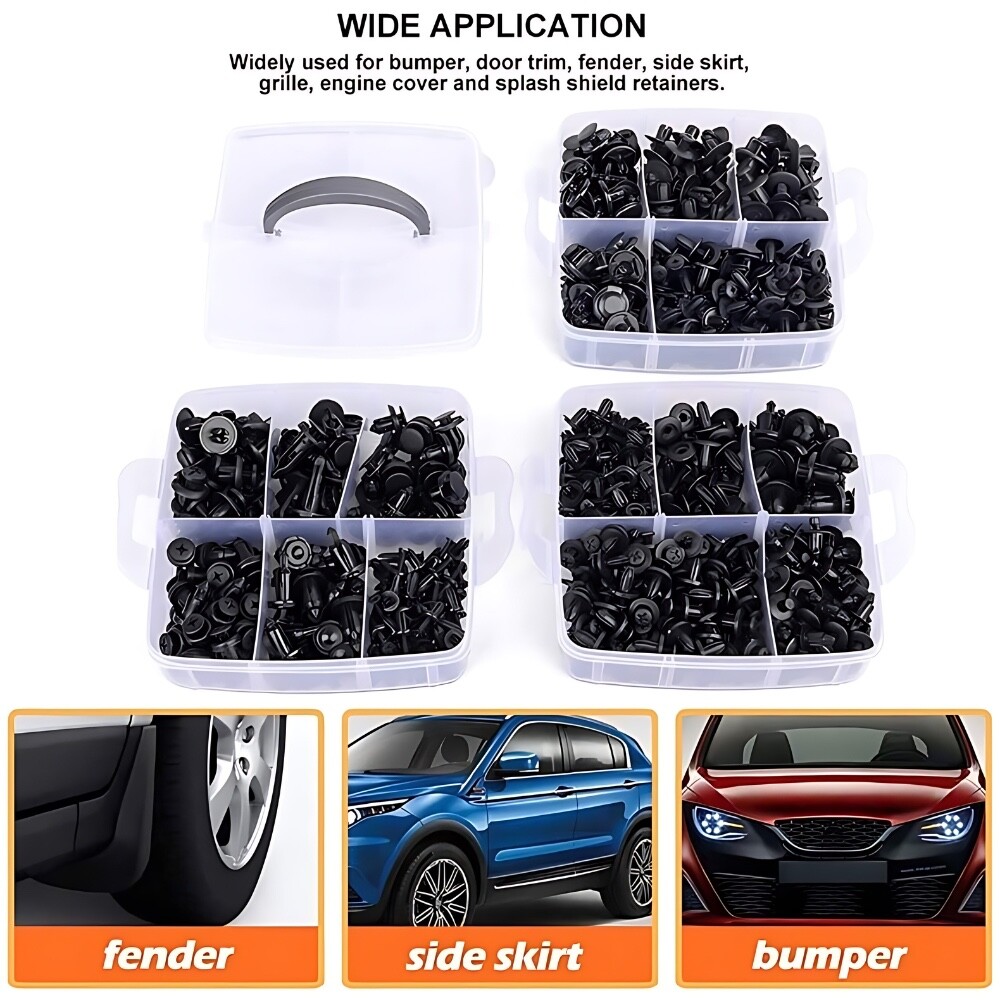 635Pcs Car Push Retainer Clips-16 Most Popular Sizes Nylon Bumper Fender Rivets