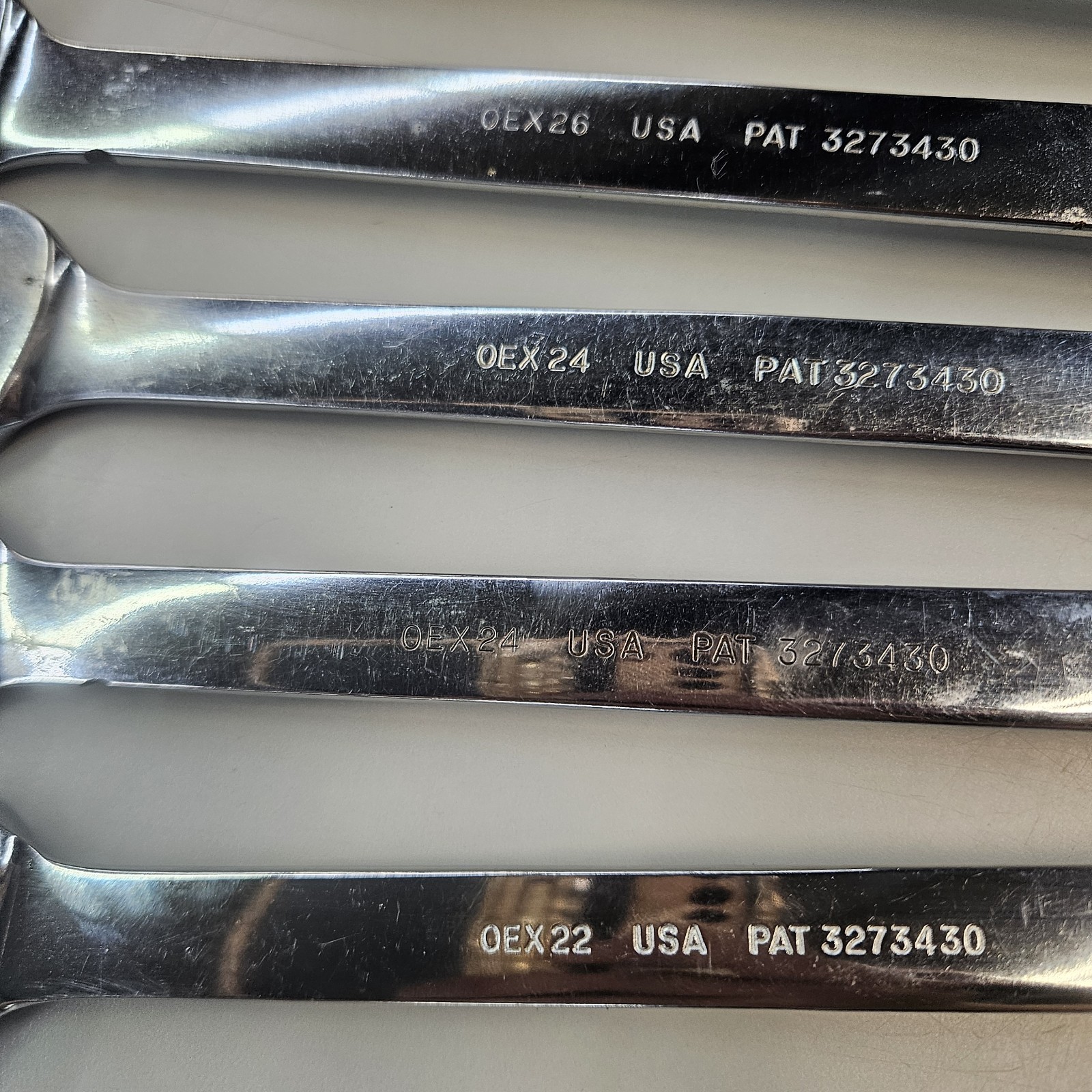 Snap-On Comb Wrench OEX Set 9 Piece SAE 12 Point 22,24,24,26,28,30,32,34,36