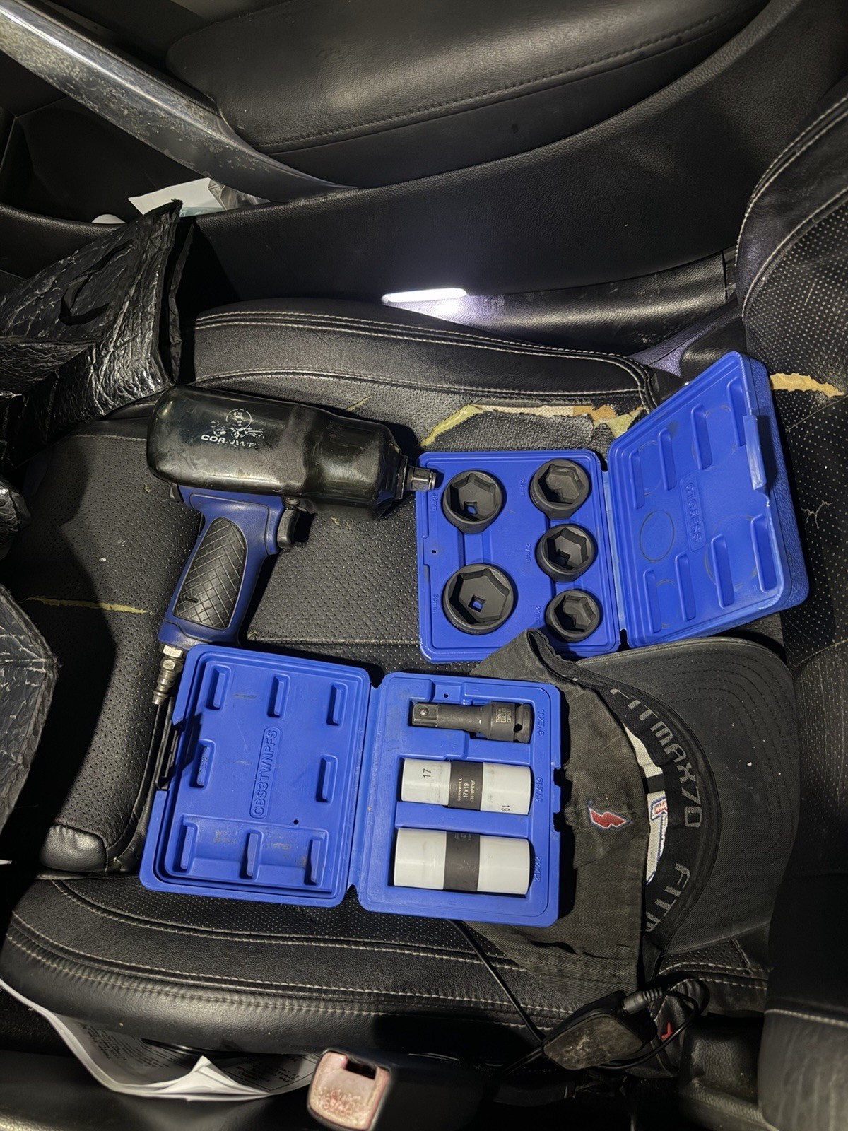 1/2 Flip sockets, 3/8 oil filter sockets, and 1/2 air impact