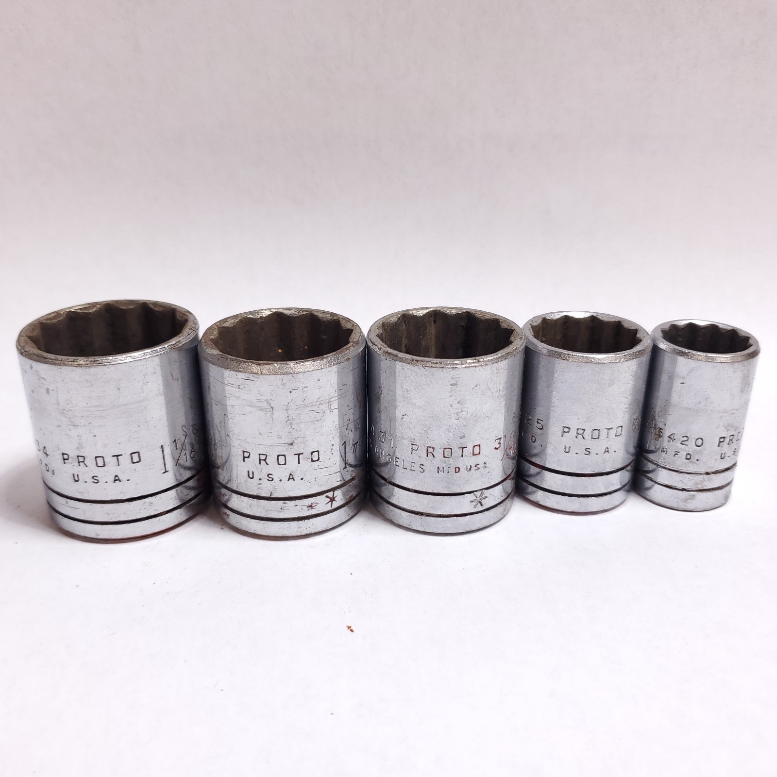 Proto 5 pc. 1/2″ Drive Shallow Sockets 1-1/16 – 5/8 12-point