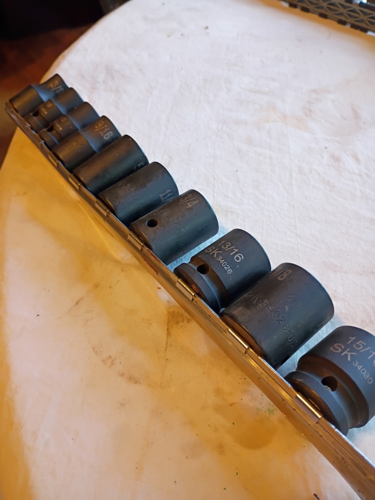 SK 1/2 in. Drive 10 Pc. Impact Sockets SAE. 3/8 To 15/16